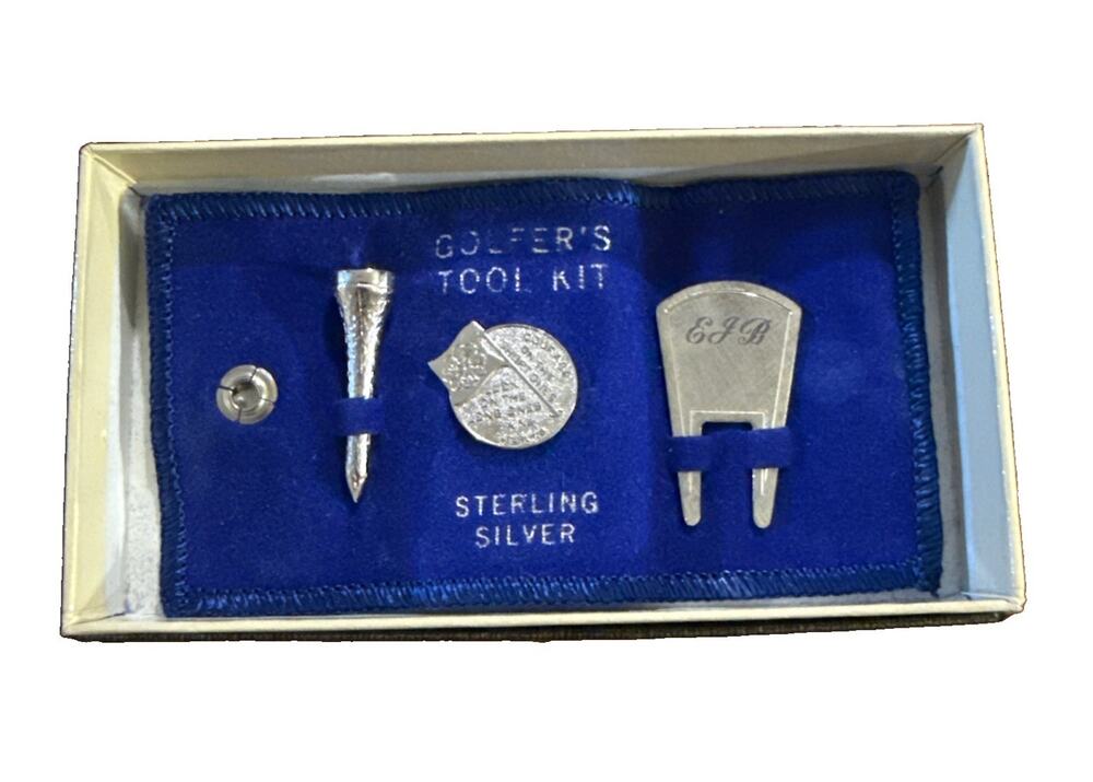 Vintage Sterling Silver Golfers Tool Kit Divot Repair Tool Ball Marker Tee